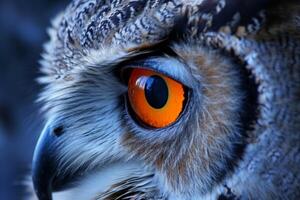 Close Up of Owl With Orange Eyes photo