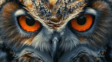 Close-Up of Owl With Orange Eyes photo