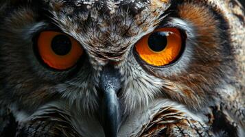 Close Up of Owl With Orange Eyes photo