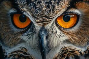 Close-up of Owl With Orange Eyes photo