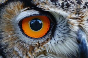 Close Up of Owls Orange Eye photo
