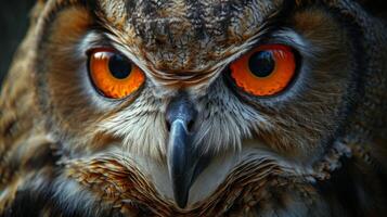 Close-up of Owl With Orange Eyes photo