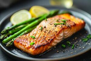 Salmon and Asparagus Plate photo