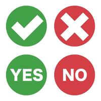 Check mark and cross mark, yes and no icon set. Success or failure. vector