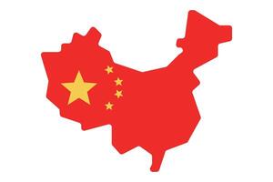 The Chinese flag in the shape of the Chinese mainland. . vector