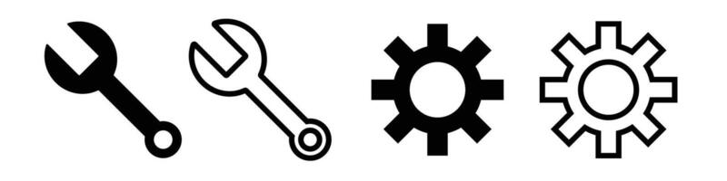A set of wrench and gear icon. Setting and system. vector