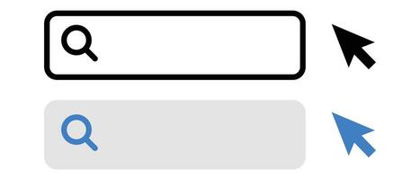 A set of icons for the search bar and mouse cursor. vector