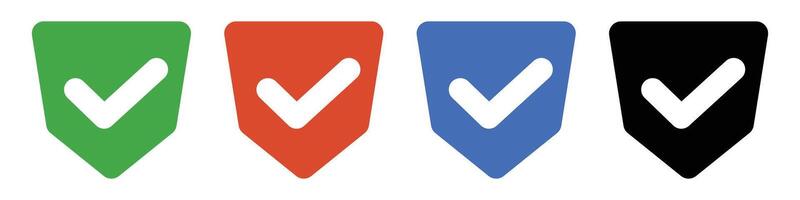 A set of shield icons with a check mark. vector