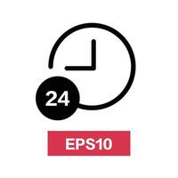 24-hour clock icon. 24-hour operation. vector