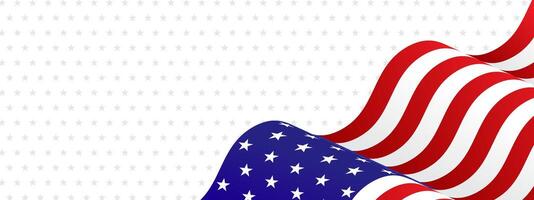 united state flag in wave style with grey stars in white background banner template vector