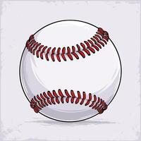 Hand drawn Sport Baseball Ball simple white and red stitching for training or professional Match vector