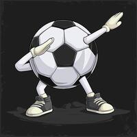 Hand drawn funny Dabbing football ball, soccer ball with hands and legs doing dab dance gesture pose vector