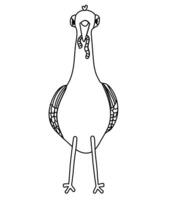 Illustration of a dove with a worm in its beak in doodle style on a white background. vector