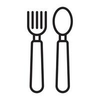 spoon and fork icon Black line art logo vector