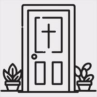 Door line art silhouette on white background vector