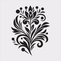 floral Art silhouette on white background vector