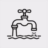 faucet line Art illustration silhouette on white background vector