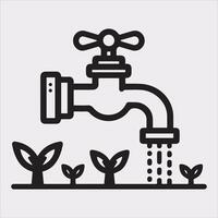 faucet line Art illustration silhouette on white background vector