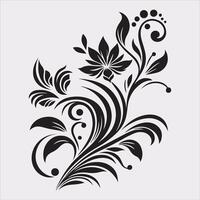 floral Art silhouette on white background vector