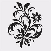 floral Art silhouette on white background vector