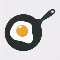 frying pan with Fried egg silhouette on white background vector