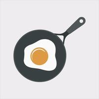 frying pan with Fried egg silhouette on white background vector
