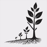 growth tree silhouette on white background vector