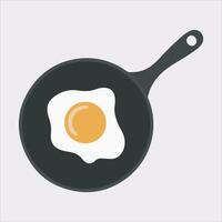 frying pan with Fried egg silhouette on white background vector