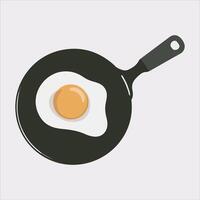 frying pan with Fried egg silhouette on white background vector