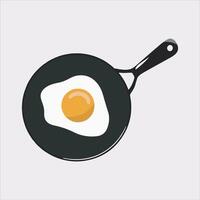 frying pan with Fried egg silhouette on white background vector
