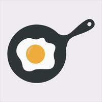 frying pan with Fried egg silhouette on white background vector