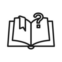 book with question mark icon Black line art logo vector