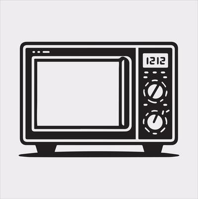 Microwave line art silhouette on white background