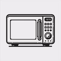 Microwave line art silhouette on white background vector