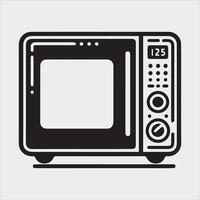 Microwave line art silhouette on white background vector