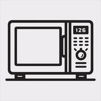 Microwave line art silhouette on white background vector