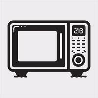 Microwave line art silhouette on white background vector