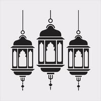 Ramadan lanterns silhouette simple and clean flat line art lamp on white background vector
