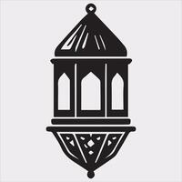 Ramadan lanterns silhouette simple and clean flat line art lamp on white background vector
