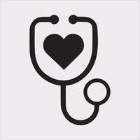 Stethoscope symbol health logo silhouette on white background vector