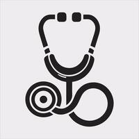 Stethoscope symbol health logo silhouette on white background vector
