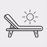 Sunbed icon Thin linear sunbed silhouette on white background vector