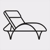 Sunbed icon Thin linear sunbed silhouette on white background vector