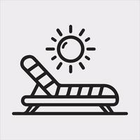 Sunbed icon Thin linear sunbed silhouette on white background vector
