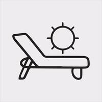 Sunbed icon Thin linear sunbed silhouette on white background vector