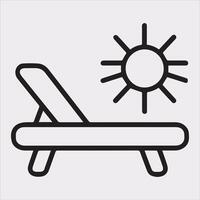 Sunbed icon Thin linear sunbed silhouette on white background vector