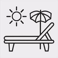 Sunbed icon Thin linear sunbed silhouette on white background vector