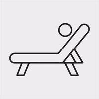 Sunbed icon Thin linear sunbed silhouette on white background vector