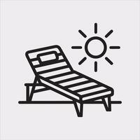 Sunbed icon Thin linear sunbed silhouette on white background vector