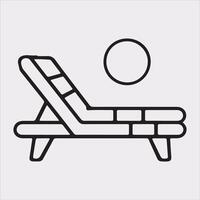 Sunbed icon Thin linear sunbed silhouette on white background vector